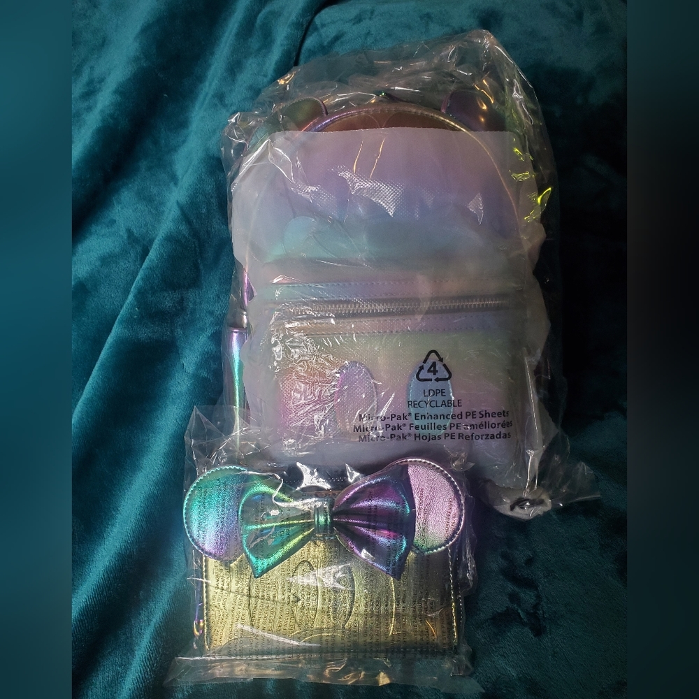 FINAL PRICE Loungefly Mickey backpack minnie wallet oil slick SET